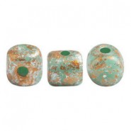 Les perles par Puca® Minos beads Opaque green turquoise tweedy 63130/45703